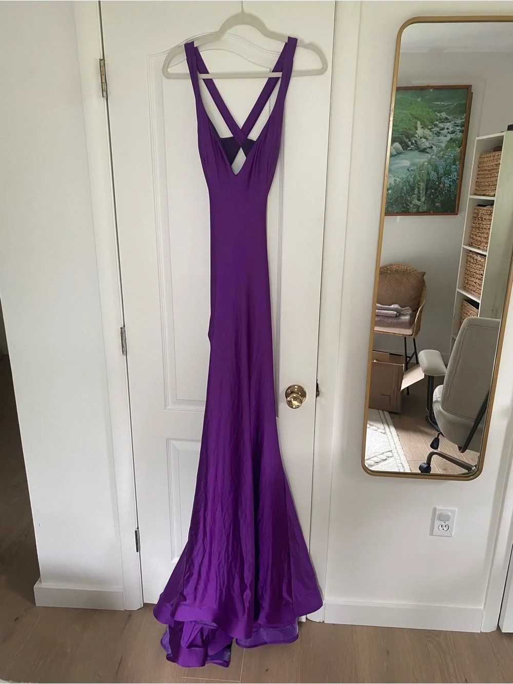 Jessica Angel 737 Purple Open Back Mermaid Gown Size S